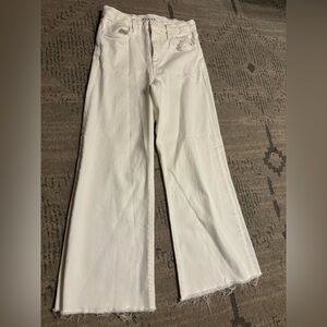 Frank & Eileen Galway White Wide Leg Cropped Jeans Size 27 Cropped Raw Hem
